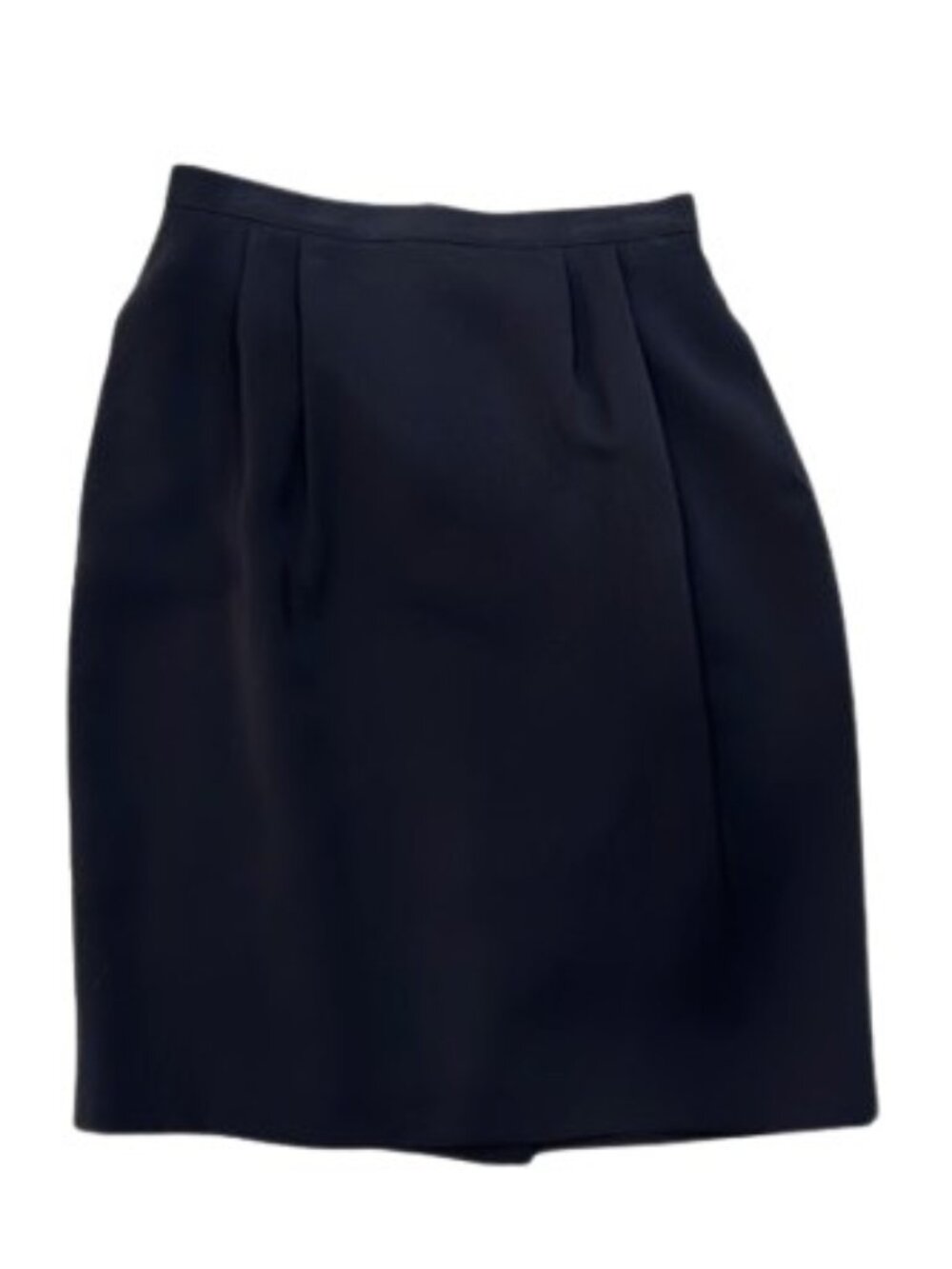 VTG 80s Petite High Waist Double Pleated Navy Skirt - LNC